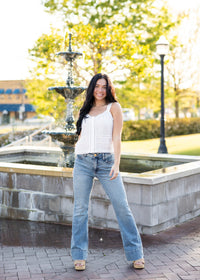 Stella High Rise Flare Jeans with Wide Hem | Medium Wash