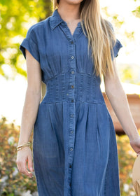 Emily Cuffed Sleeve Lyocell Midi Shirt Dress