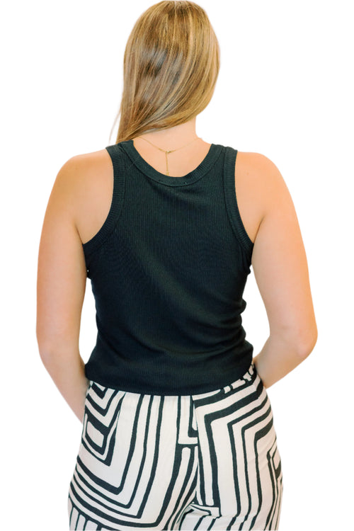 Solid Ultra Soft Ribbed Tank in Black