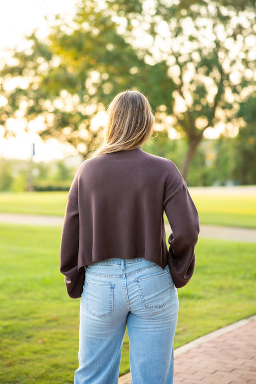 Chuck Cropped Turtleneck Wide Sleeve Viscose Sweater