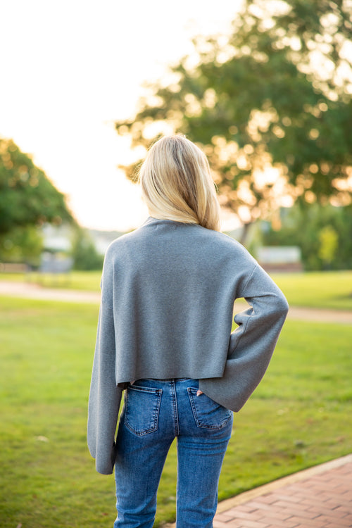 Chuck Cropped Turtleneck Wide Sleeve Viscose Sweater
