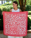Lawson large square leopard print scarf in red and white with bold pattern