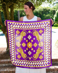 Hollis Scarf | Large Purple & Gold Animal Print LSU Scarf