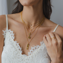 18K Gold Dainty Pearl Initial Pendant Necklace: 15" + 3" / S