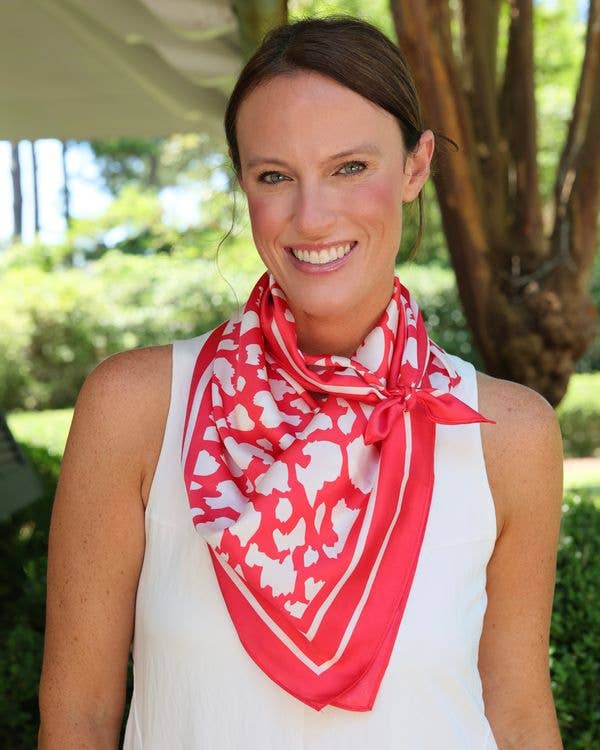 Lawson Leopard Scarf Large Red White