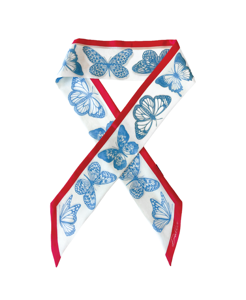 The Mariposa Twilly in Powder Blue & Red