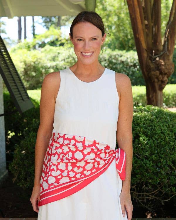 Lawson Leopard Scarf | Large Red & White Statement Scarf