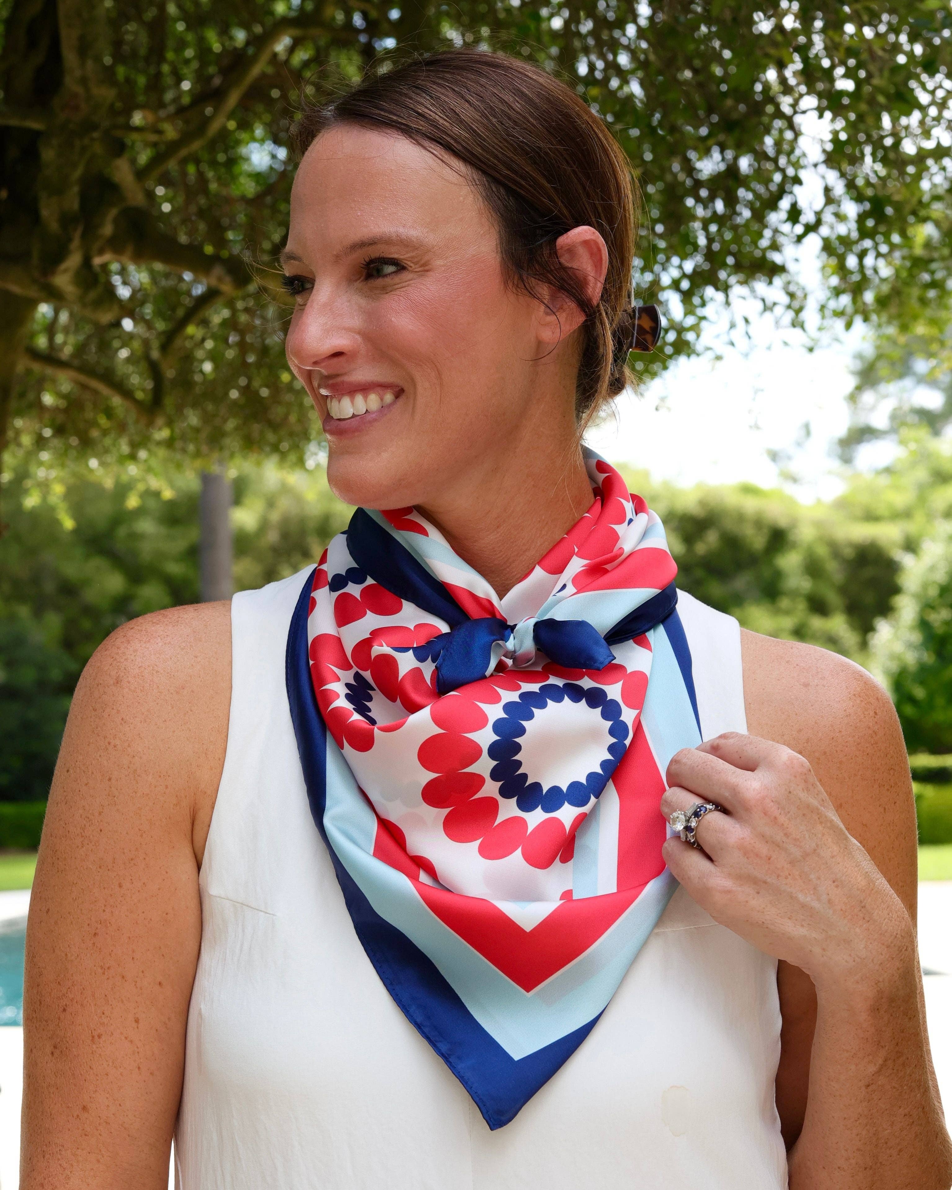 Lucy Floral Scarf | Large Red & Navy Gameday Statement Scarf