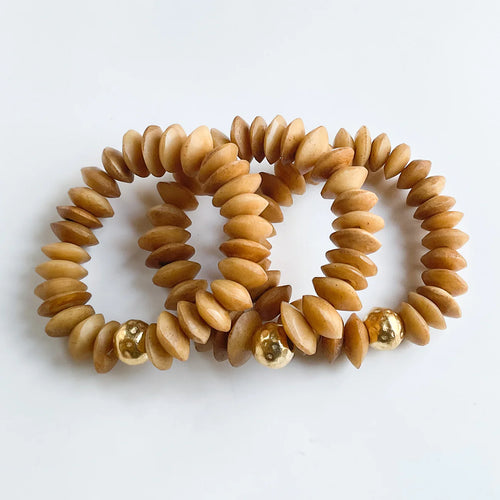 Heishi Bone Beaded Stretch Stack Bracelet