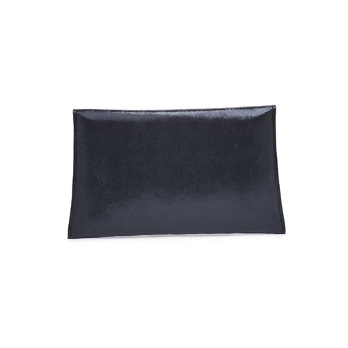 Cora Black Vegan Leather Textured Snap Envelope Clutch