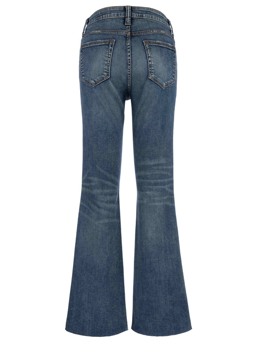 Stella High Rise Fab AB Raw Hem Stretch Denim Flare Jean in Debonairly