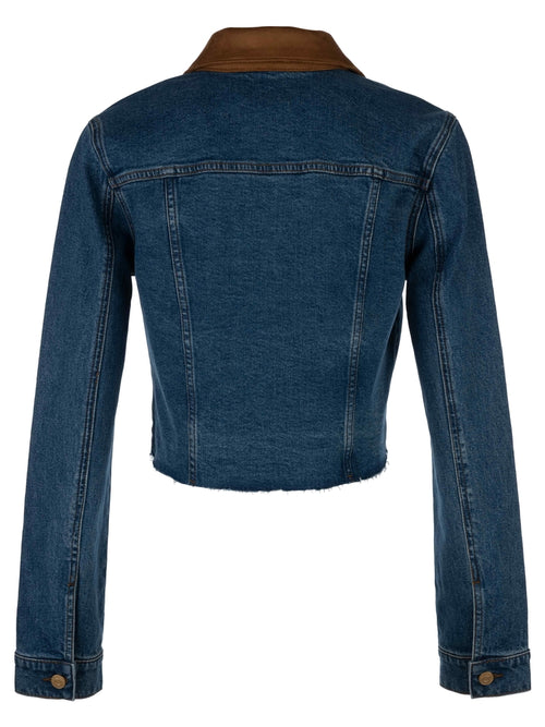 Kerry Cropped Denim Jacket with Suede Collar