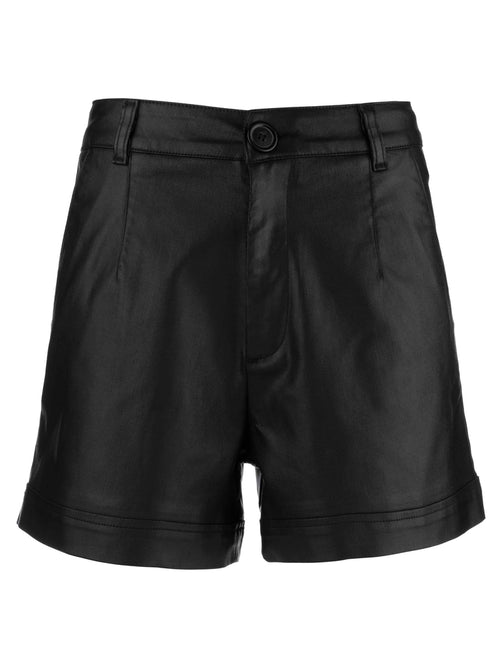 Miranda Coated Leather Look Front Button Shorts