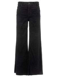 Meg HR Fab AB Wide Leg Raw Hem Long- Black