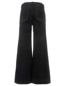 Meg HR Fab AB Wide Leg Raw Hem Long- Black