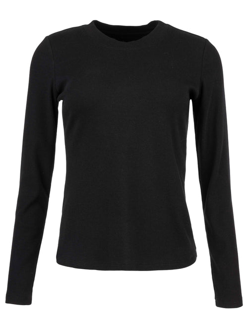 Noelie Black Long Sleeve Scoop Neck Knit Top