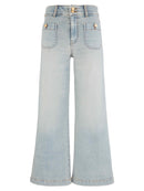 KUT Meg High Rise Wide Leg Jean | Square Patch Pocket | Brilliant Blue