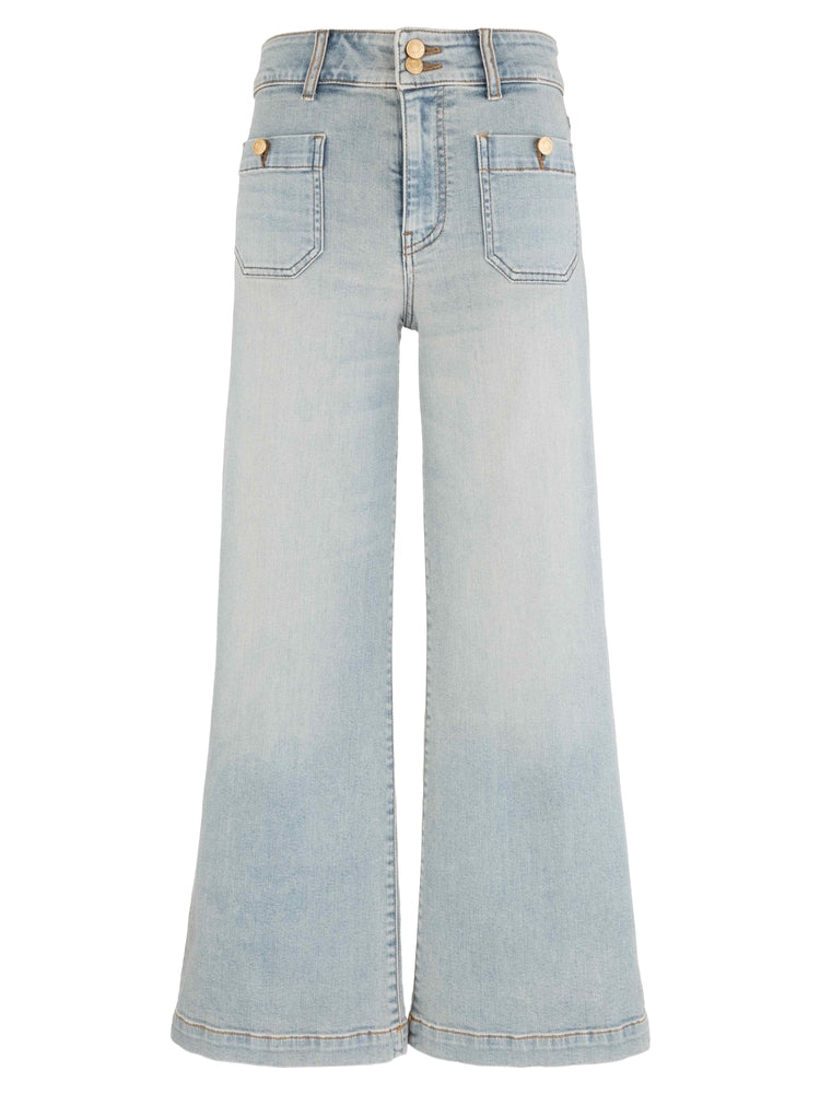 KUT Meg High Rise Wide Leg Jean | Square Patch Pocket | Brilliant Blue