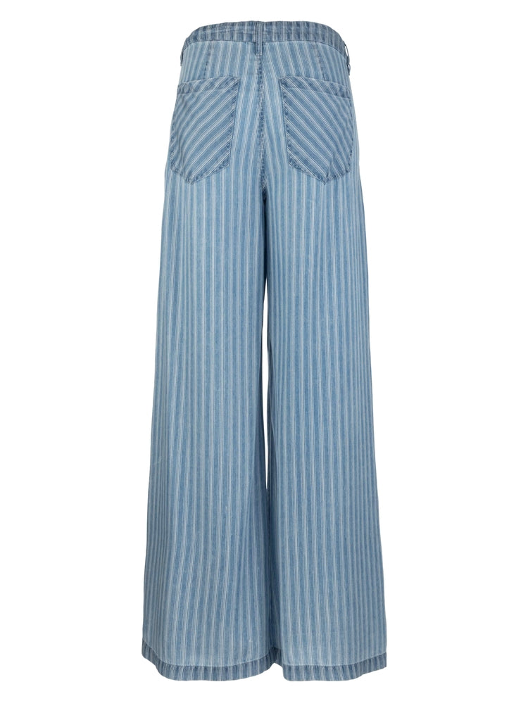 KUT Ryan Wide Leg Tencel Pant | Blue Stripe | Tencel Lyocell