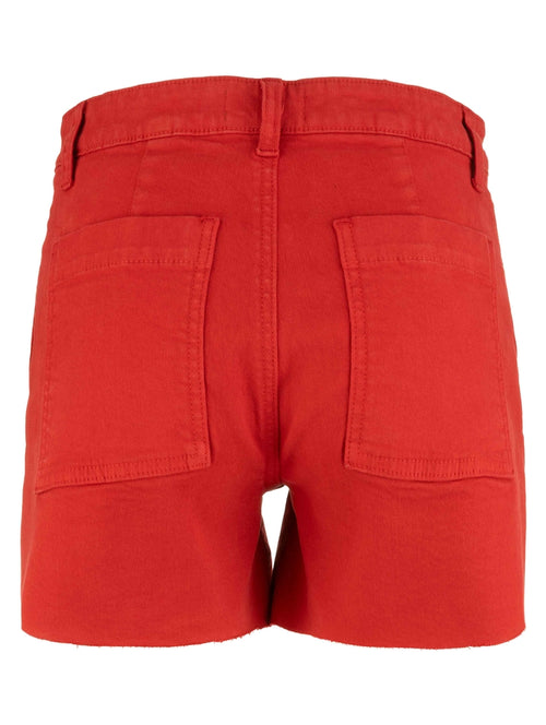 Jane High Rise Denim Short in Tomato Red