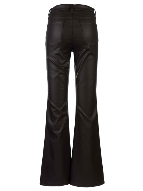 Ana High Rise Flare Jeans in Coated Chocolate Brown