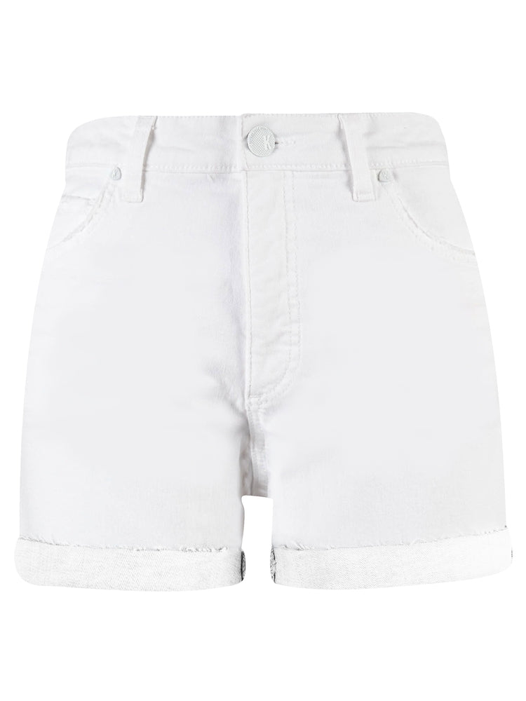 Jane HR Short Uneven Roll Up Raw Hem - Optic White