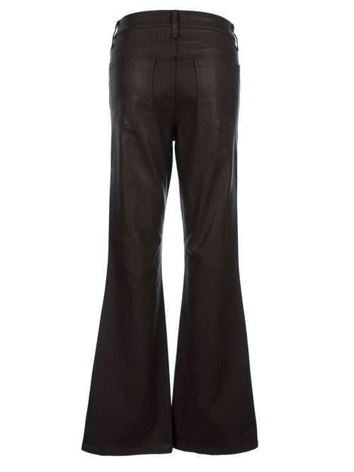 Ana High Rise Fab AB '70s Flare Jean in Seal Brown Coated Denim