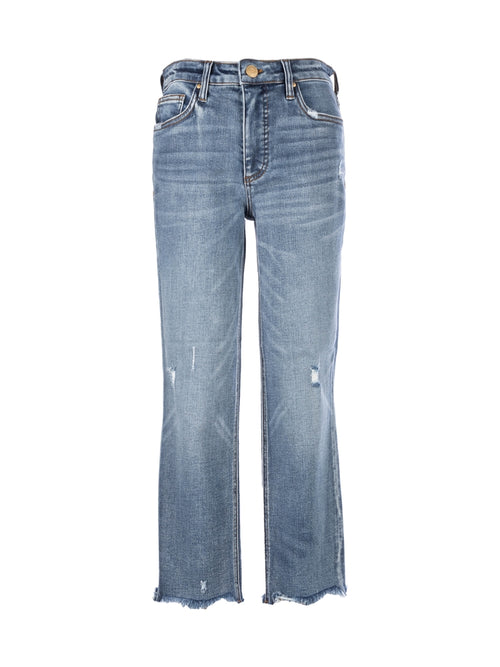 Rachel High Rise Fab AB 90s Tapered Cropped Mom Jean in Built Distressed Wash