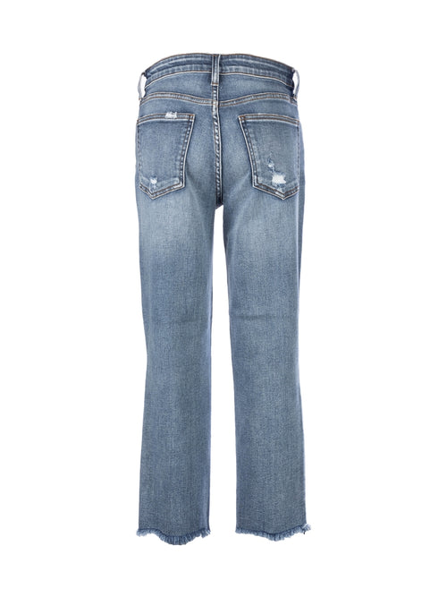 Rachel High Rise Fab AB 90s Tapered Cropped Mom Jean in Built Distressed Wash