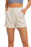 Cream Satin Shorts