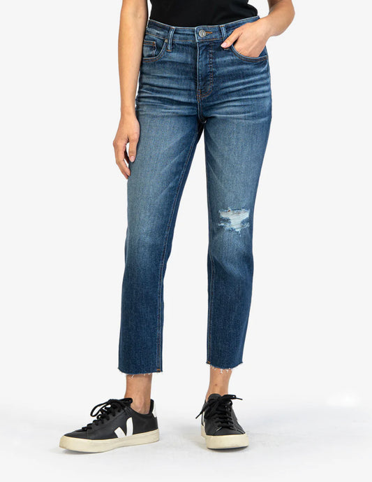 Rachel High Rise Fab AB Mom Jean Raw Hem