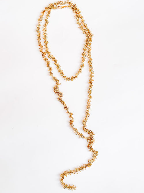 Virtue 36 Inch Gold Square Cluster Chain Y Drop Necklace
