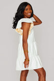 Ronnie Ruffle Sleeve Dress White