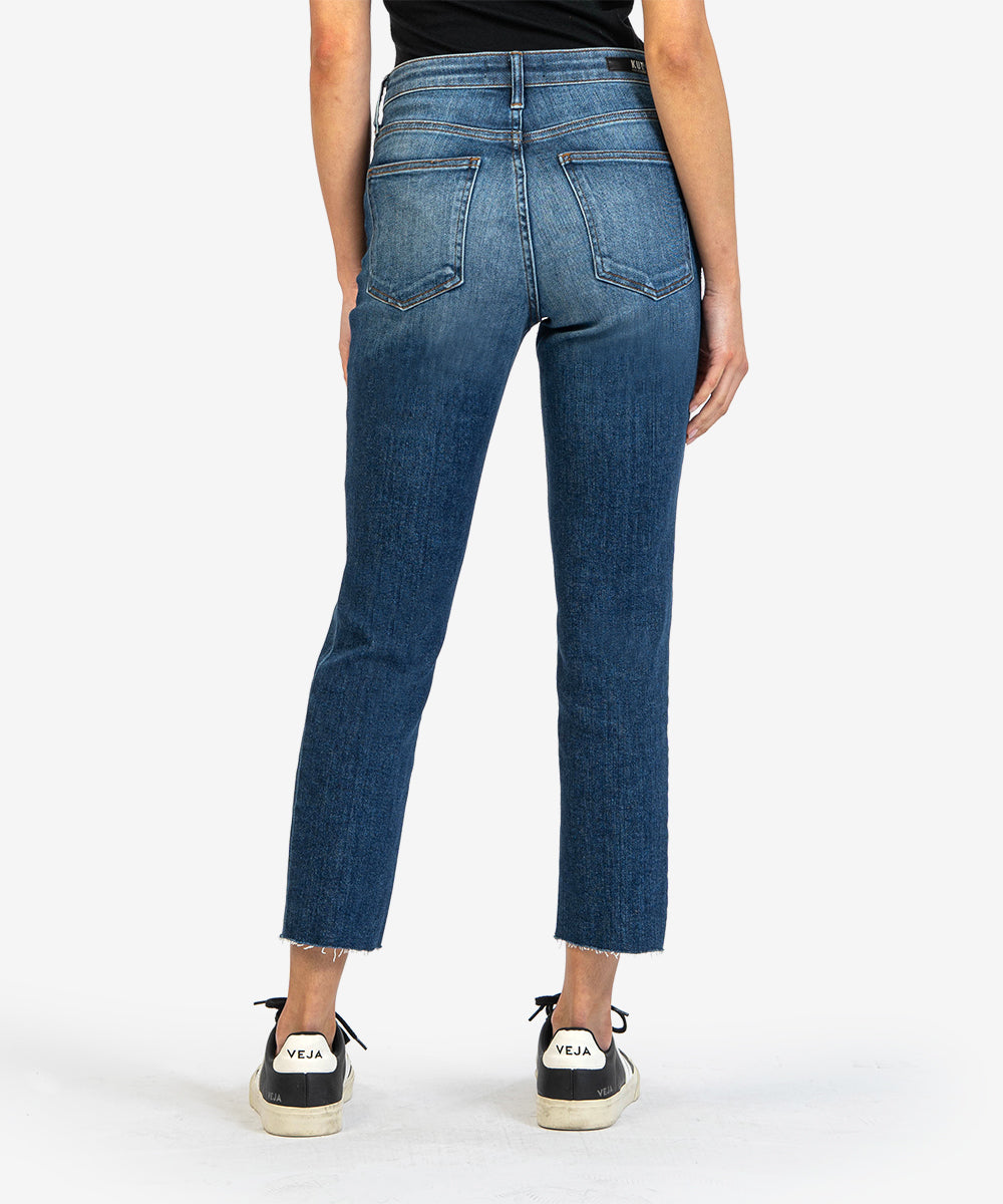 Rachel High Rise Fab AB Mom Jean Raw Hem