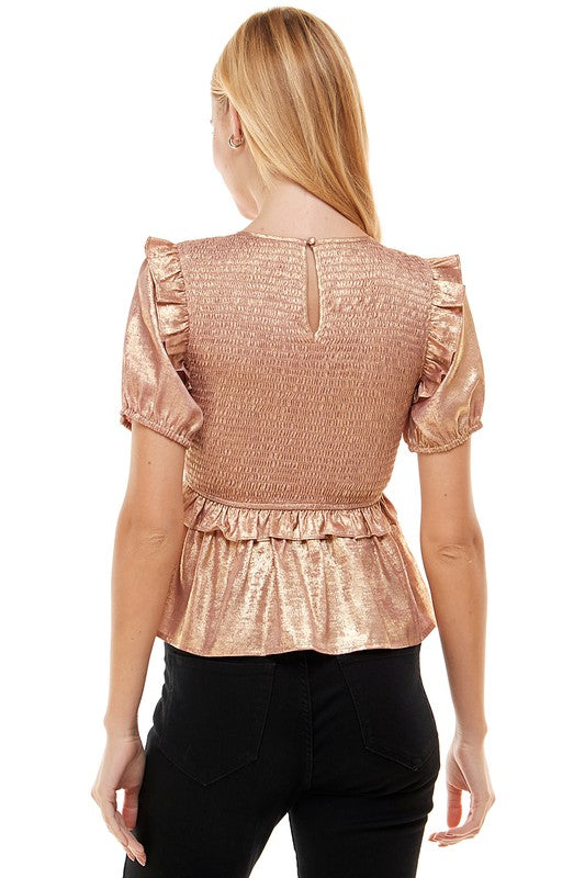 Metallic Peplum Top