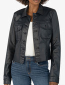 Kara Crop Jacket w/Frayed Hem-Midnight