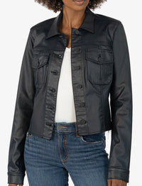 Kara Crop Jacket w/Frayed Hem-Midnight