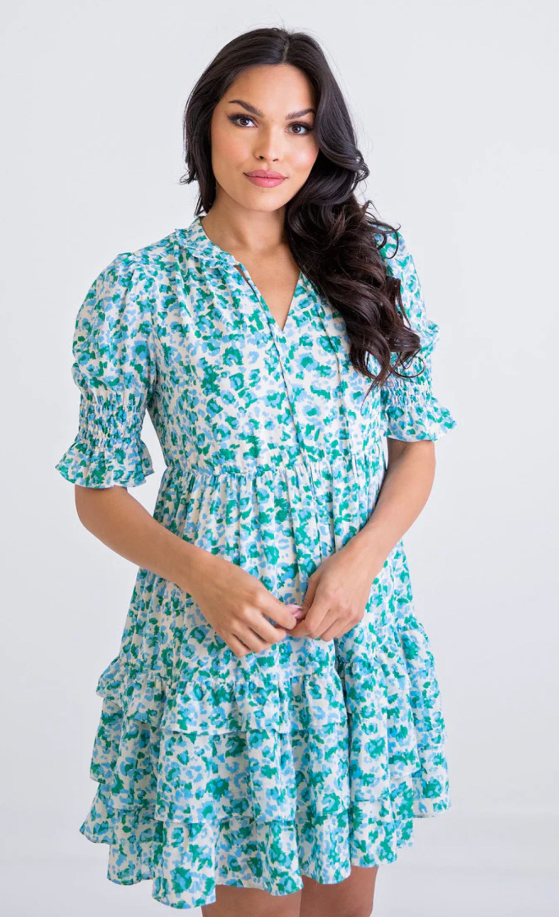 Leopard Abstract Ruffle Tier Dress
