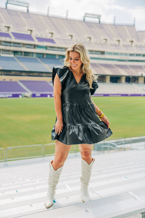 Ronnie Ruffle Sleeve Dress Black | Adore Boutique women's clothing & accessories