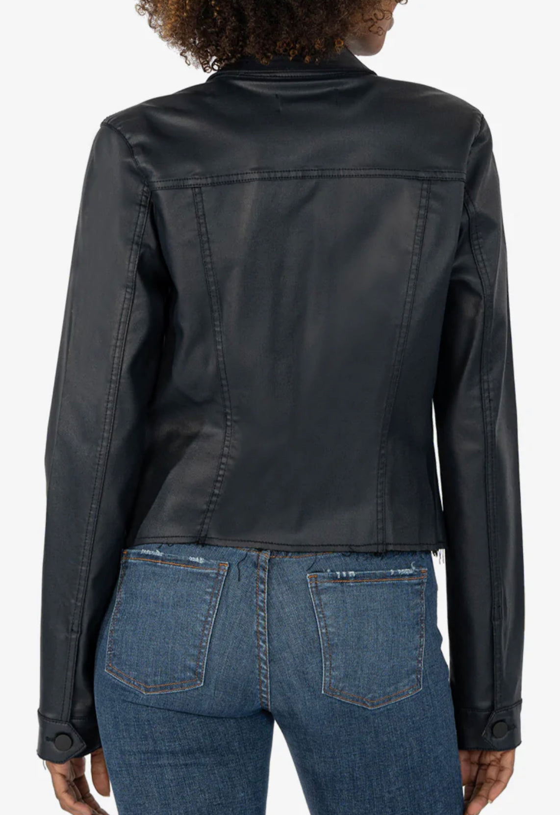 Kara Crop Jacket w/Frayed Hem-Midnight