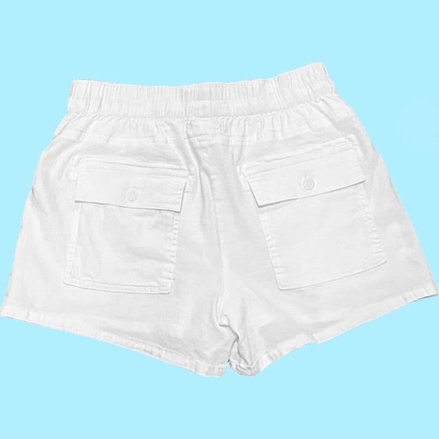 White Smocked Waist Short