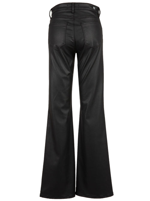 Ana High Rise Fab AB Black Coated Denim Retro Flare Jean
